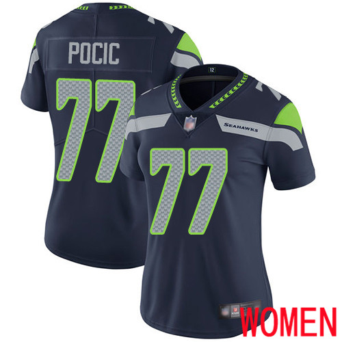 Seattle Seahawks Limited Navy Blue Women Ethan Pocic Home Jersey NFL Football #77 Vapor Untouchable->women nfl jersey->Women Jersey
